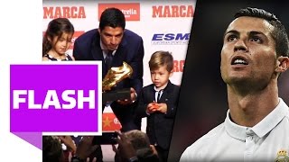 BarcaStar Luis Suarez Ehrung als bester Torjäger Europas Spitze gegen Ronaldo [upl. by Ydnirb]