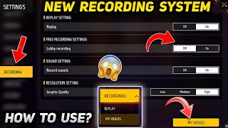 Recording System How To Use Lobby Recording With Sound  Free Fire Record Videos Settings [upl. by Valdemar264]