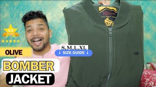 🔥🔥Bomber Jacket Size guide  Roadster Bomber Jacket for men  Olive Green  Bomber jacket under 1000 [upl. by Ahsote379]