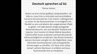 Deutsch sprechen a2 b1 Thema Reisen [upl. by Lokim]