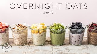 OVERNIGHT OATS 6 Ways  Easy Healthy RAINBOW Breakfasts 🐝 DAY 1  HONEYSUCKLE [upl. by Oap916]