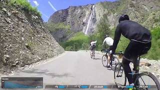 Road bike climbs Col du Galibier France descent to Le Freney dOisans  Marmotte Gran Fondo 2017 [upl. by Annahvas]