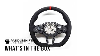 Unboxing  OEM BMW M Sport Flat bottom alcantara steering wheel 32307908499  M4 LCI [upl. by Burton]