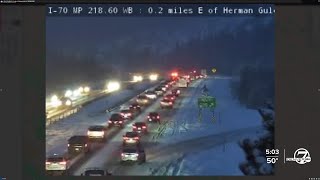 Blizzard hammers Colorados mountains creating treacherous road conditions [upl. by Sirraf602]