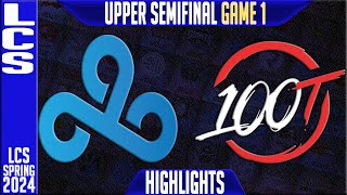 C9 vs 100 Highlights Game 1  LCS Spring 2024 Playoffs Upper Semifinal  Cloud9 vs 100 Thieves G1 [upl. by Tillford]