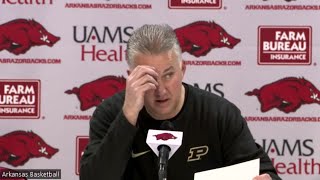 Purdue Coach Matt Painter recaps loss to Arkansas in exhibition matchup [upl. by Hanway791]