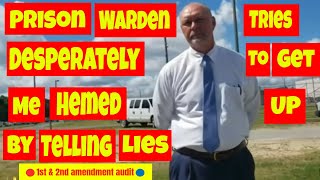 🔵🔴Warden tries desperately to hem me up by telling lies 1st and 2nd amendment audit🔴🔵 [upl. by Parrisch455]