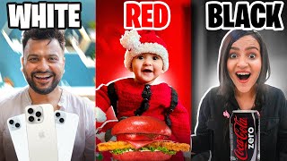 Red vs White vs Black CHALLENGE  EATING amp BUYING Everything In ONE COLOR For 24 Hours [upl. by Greenquist]