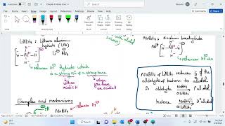 Ch 18 Lecture 4 strong Nu attack carbonyl in basic medium Reduction of carbonyls NaBH4 and LiAlH4 [upl. by Selassie621]