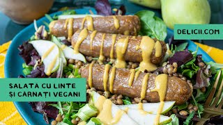 Salata cu linte si carnati vegani  Deliciicom [upl. by Bortz36]