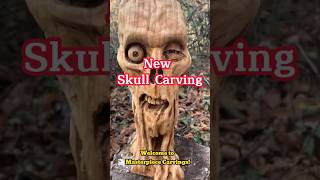 New skull carving skullswoodcarving woodartdiy [upl. by Yebloc]