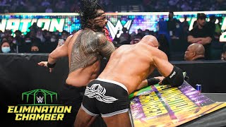 Goldberg shocks Reigns with devastating Spear WWE Elimination Chamber 2022 WWE Network Exclusive [upl. by Chem]