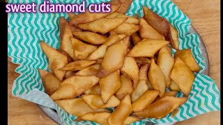 Crispy Wheat flour sweet Diamond cuts 👌  easy sweet biscuits snacks 😋 [upl. by Eanehs]