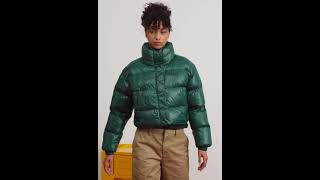 HELLY HANSEN CROPPED PUFFER Winter Jacket Shiny Glossy Darkest Spruce Green Women  Zalando [upl. by Enerual]