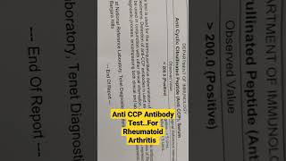 Anti CCP Antibody TestFor Rheumatoid Arthritis Dr Sai Chandra [upl. by Yrrad]