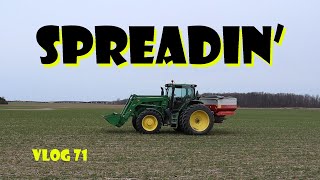 Spreading Fertilizer with a Kverneland ExactaTL GEOspread  Vlog71 [upl. by Orlena882]