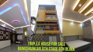 20×30 East facing Triplex House for sale in Banashankari 6th stage 9th block  Bangalore [upl. by Winer14]