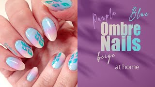 Blue amp Purple Ombre Nails with Gel Polish  Easy DIY Nail Art [upl. by Anisirhc]