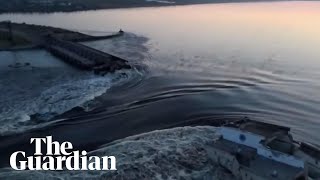 Footage shows dam near Ukraine city of Kherson breached [upl. by Ennaid]