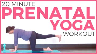 20 minute Prenatal Yoga Workout for Strength amp Flexibility All Trimesters [upl. by Leidag]