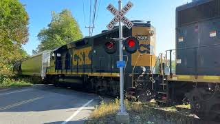 CSX Local L004 Appears Out of the Jungle at the Central St Crossing in Southborough MA 100323 [upl. by Ransome]