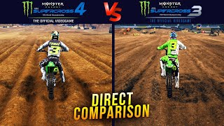 Supercross 4 vs Supercross 3  Direct Comparison  Monster Energy Supercross 4 Gameplay [upl. by Galen]