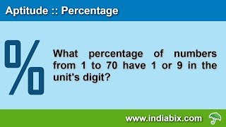 What percentage of numbers from 1 to 70 have 1 or 9  Percentage  Aptitude  IndiaBIX [upl. by Yenhoj]