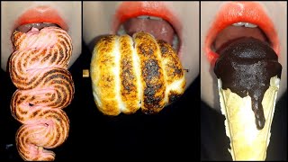 Marshmallow ASMR  ROASTED Marshmallow STRETCHY Marshmallow Chocolate dipped Marshmallow [upl. by Kannry]