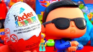 PSY Opens a Kinder Surprise Egg GANGNAM STYLE amp Cookie Monster Dancing Psy싸이 Toy Review 강남스타일 [upl. by Muire]