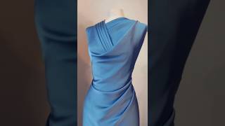 Draping gown designPleated one shoulder dress design fashiondesign drapingtutorial dressmaking [upl. by Ettelloc]