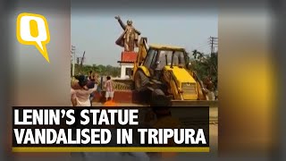 Lenin Statue Brought Down in Tripura Two Days After Lotus Blooms [upl. by Anevad111]