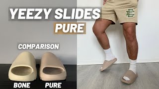 Yeezy Slides Pure Review  Slide Sizing amp On Feet [upl. by Aiekahs575]