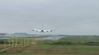 Crosswind landing and takeoff A380 Lufthansa HelsinkiVantaa landing and takeoff EFHK 22L [upl. by Lertnek]