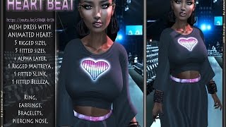 AdN Designs  NEW Dress LED Heart in Second Life with animated texture [upl. by Ynittirb]