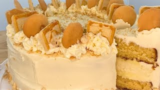 BANANA PUDDING CHEESECAKE CAKE  BEST DESSERT EVER [upl. by Ahseka]