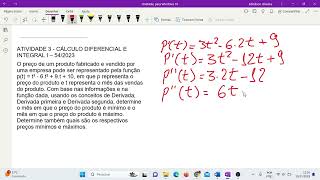 ATIVIDADE 3  CÁLCULO DIFERENCIAL E INTEGRAL I – 542023 [upl. by Nohsid936]