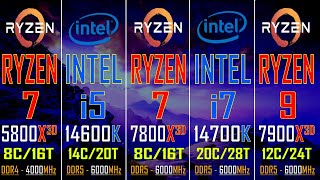 RYZEN 7 5800X3D vs INTEL i5 14600K vs RYZEN 7 7800X3D vs INTEL i7 14700K vs RYZEN 9 7900X3D [upl. by Sewel126]