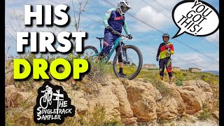 HELPING A FRIEND CONQUER HIS FIRST DROP  The Singletrack Sampler [upl. by Arrekahs]