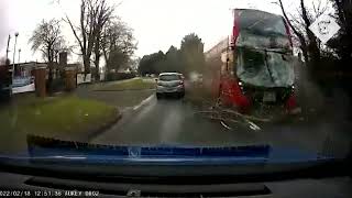 Storm Eunice Terrifying moment bus crashes into falling tree [upl. by Merci]