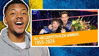 🇸🇪 Melodifestivalen 2024 All Winners  Alla Vinnare 19592024  AMERICAN REACTION [upl. by Barsky]