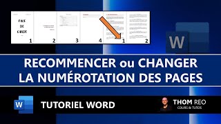 RECOMMENCER ou MODIFIER la NUMÉROTATION de page WORD  Tuto express [upl. by Marih]