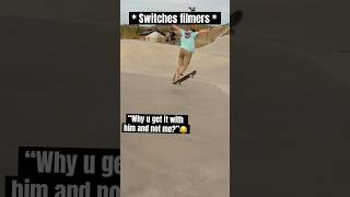 Just had to switch filmers to get the clip😂😂 skateboarding [upl. by Daisi]