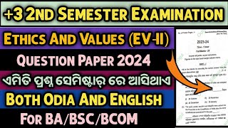 Ethics And Values 2nd Semester Question Paper 2024  CBCS 3 2nd semester question paper [upl. by Okiram206]