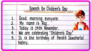 10 Lines Speech On Childrens Day In English  Speech On Childrens Day  Childrens Day Speech [upl. by Ardith104]