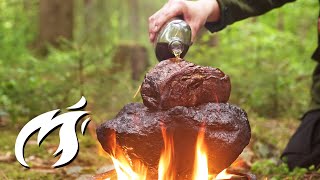 1KG Steak vom brennenden Stein ASMR Style outdoor gegrillt 🔥🔥🔥 [upl. by Annoled412]