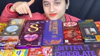 ASMR EATING CHOCOLATE PARTY DAIRY MILK HEART BLUSHAMUL VELVETKITKAT DARK CHOCOLATEHERSHEY’SFOOD [upl. by Yud893]