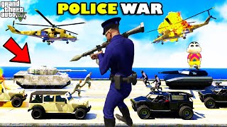 Franklin POLICE WAR With Entire ARMY in GTA 5  SHINCHAN and CHOP [upl. by Ahsoyem969]