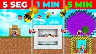 ¡CONSTRUIMOS EL BUNKER MÁS SEGURO de MINECRAFT 😎⏰ EN 5 SEGUNDOS VS 1 MIN VS 5 MIN 😱 MINECRAFT [upl. by Malsi]