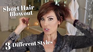 HOW TO STYLE SHORT HAIR Easy Blowout  3 CUTE Styles  Dominique Sachse [upl. by Laen]