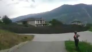 Major debris flow hits Chamoson Switzerland [upl. by Angelia495]